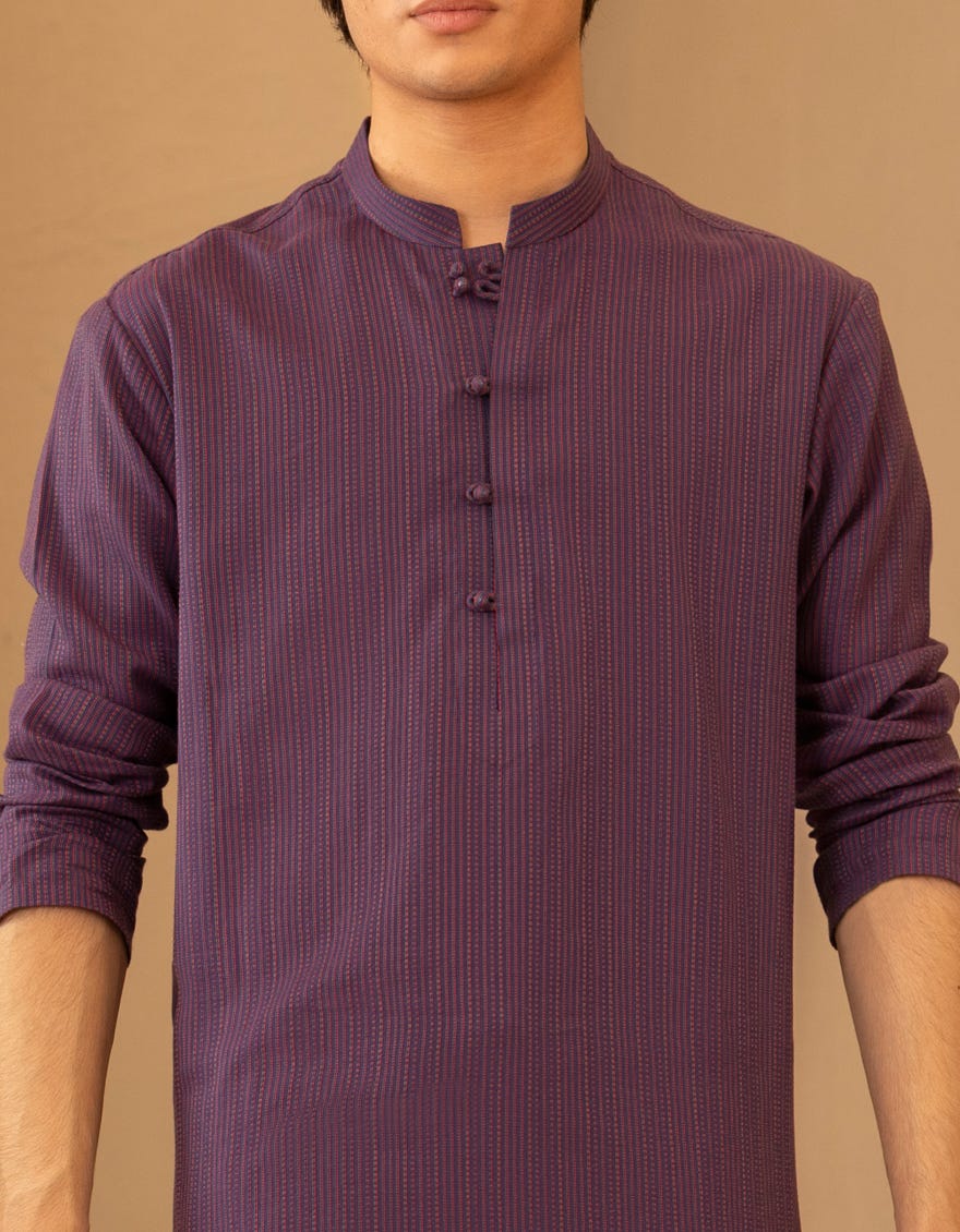 BLUE BUNNAT COTTON CASUAL KURTA