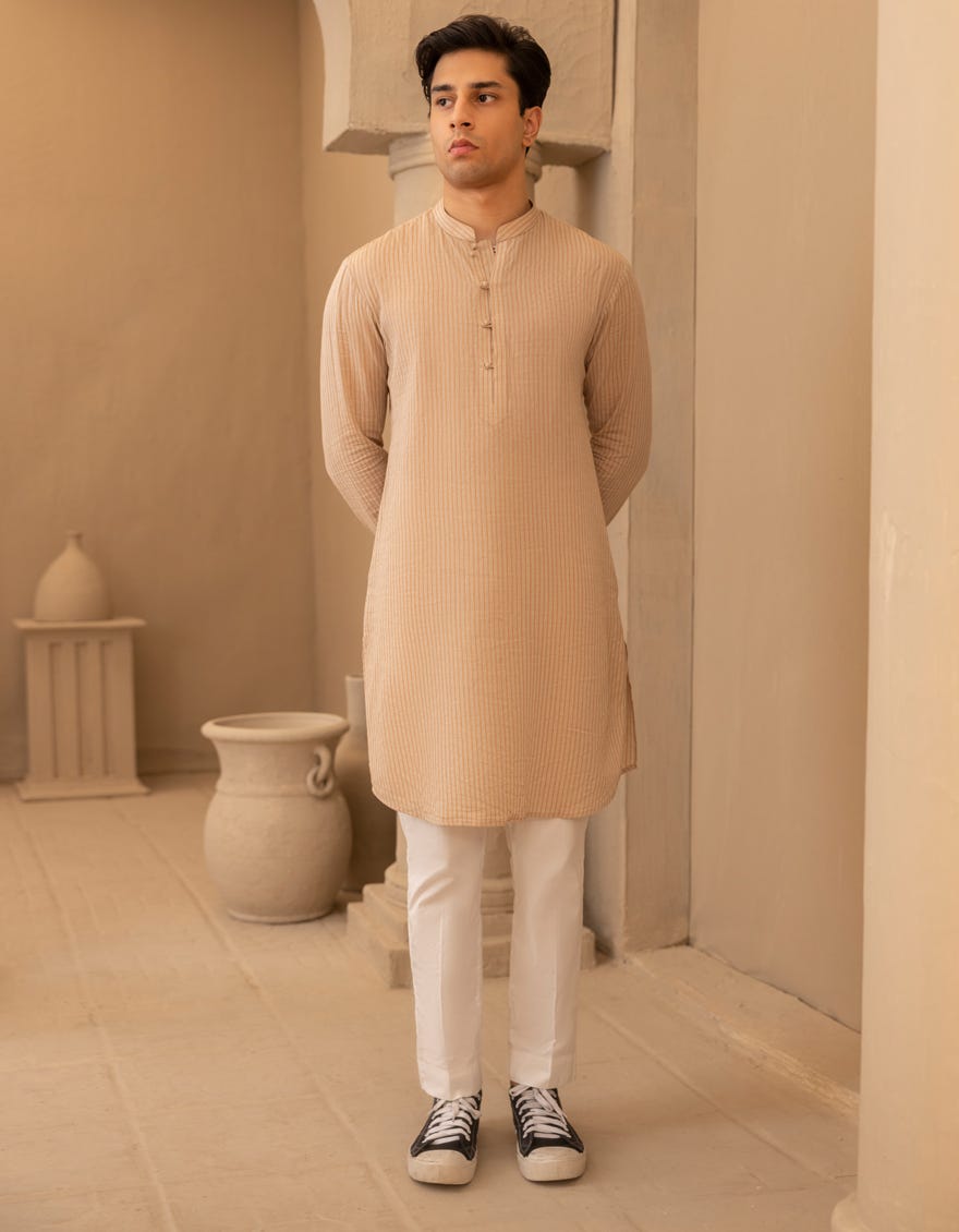 LIGHT BROWN BUNNAT CASUAL KURTA