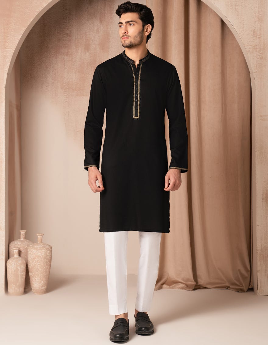 BLACK BLENDED FORMAL KURTA