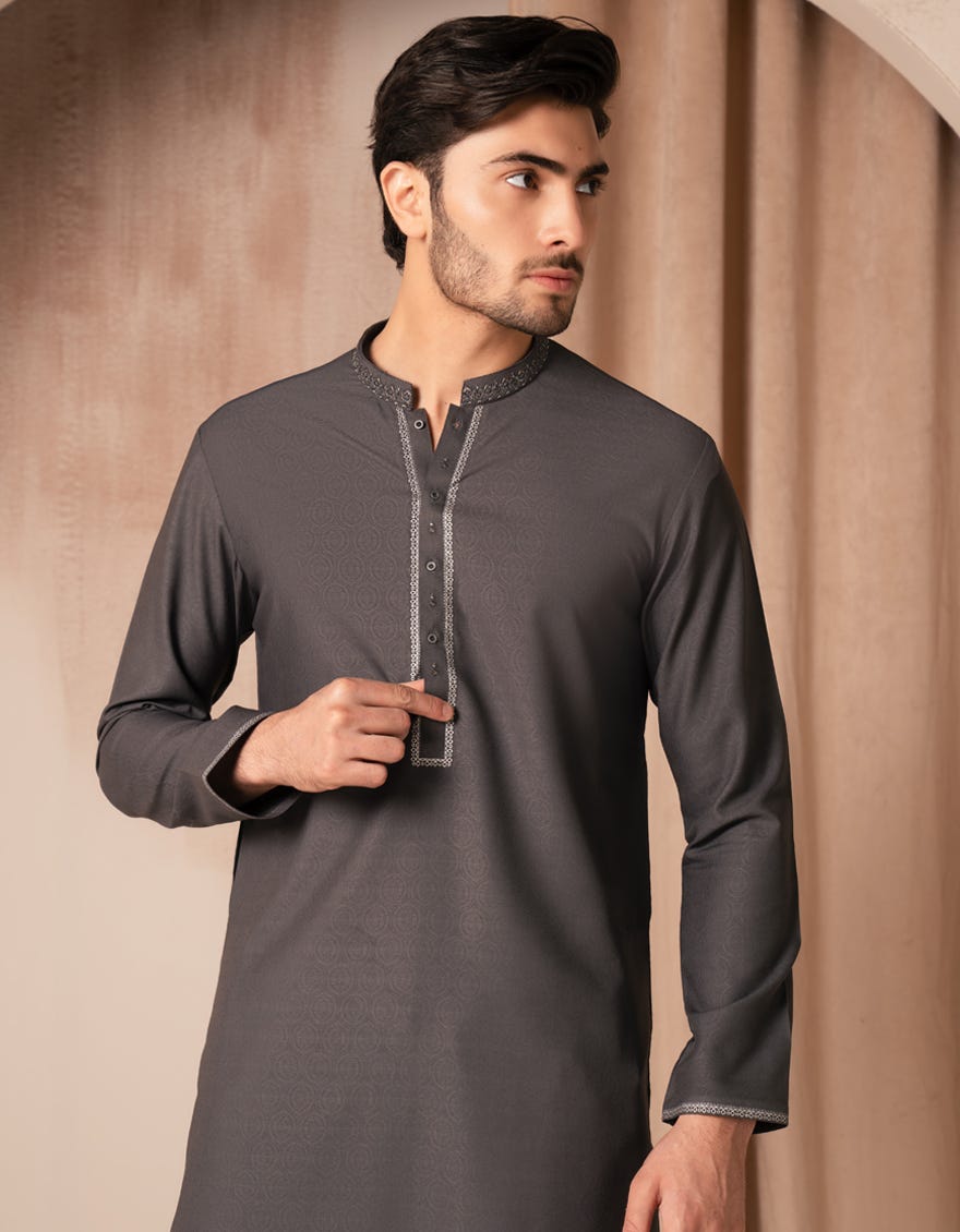 GREY BLENDED FORMAL KURTA