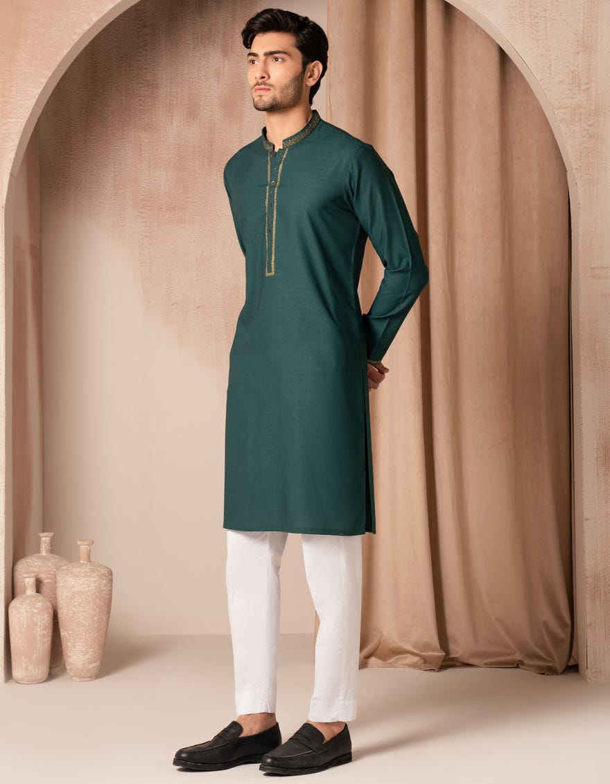GREEN BLENDED FORMAL KURTA