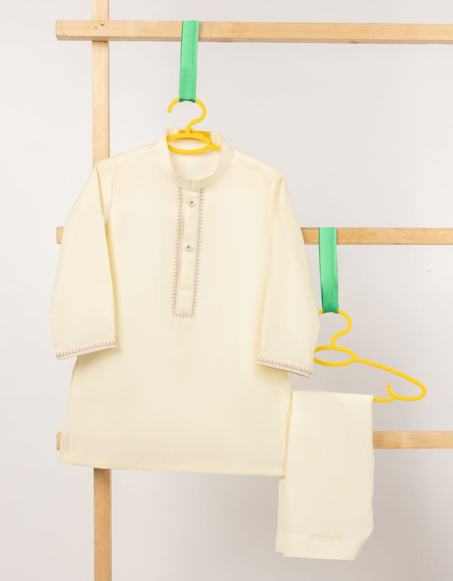 CREAM BLENDED SEMI-FORMAL KAMEEZ SHALWAR