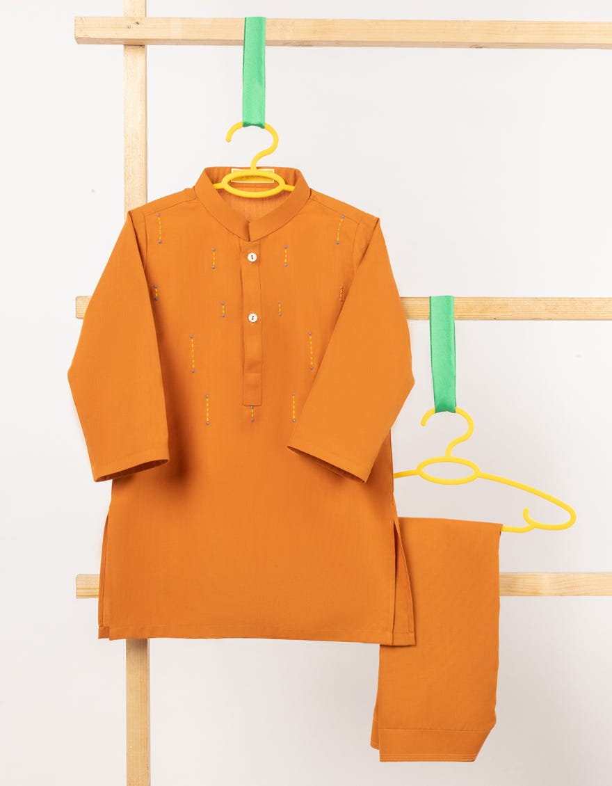 ORANGE BLENDED SEMI-FORMAL KAMEEZ SHALWAR