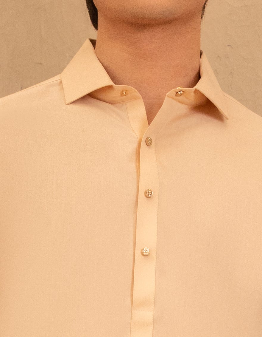 PEACH BLENDED PLAIN KAMEEZ SHALWAR