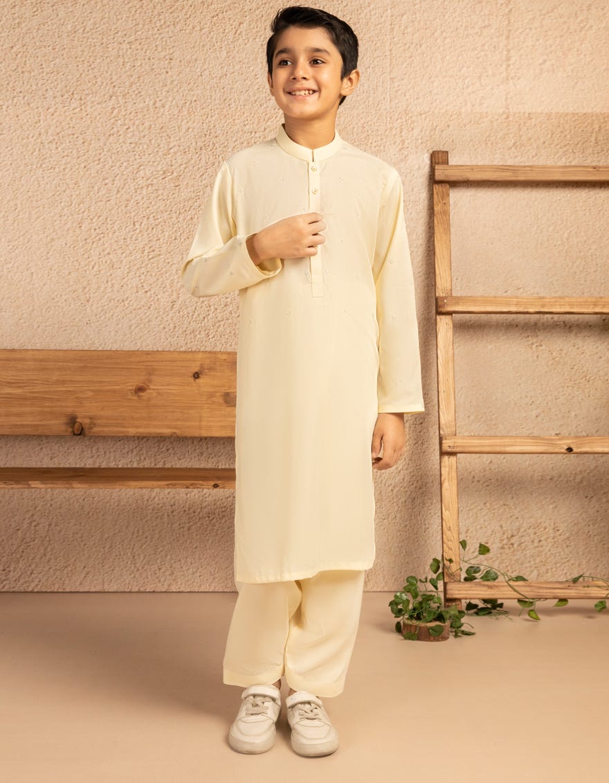 CREAM BLENDED SEMI-FORMAL KAMEEZ SHALWAR