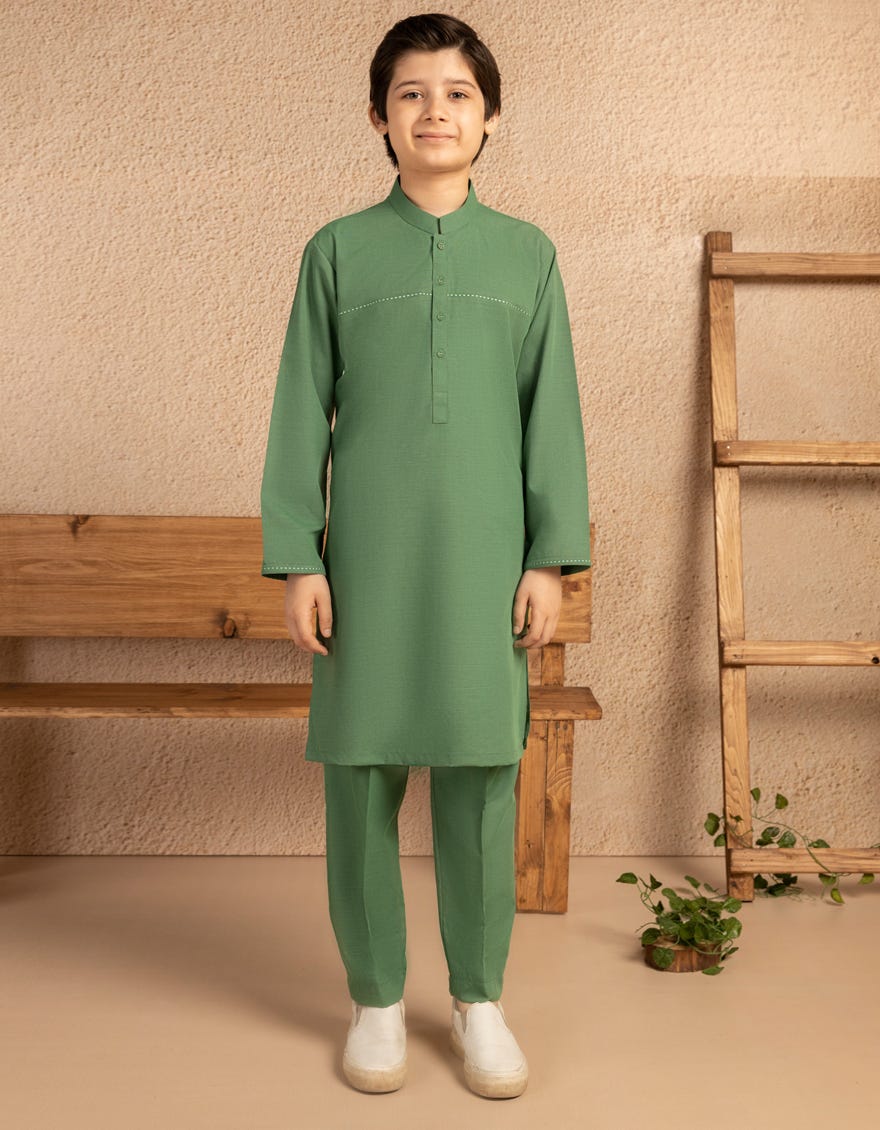 LIGHT GREEN BLENDED CASUAL KURTA TROUSER