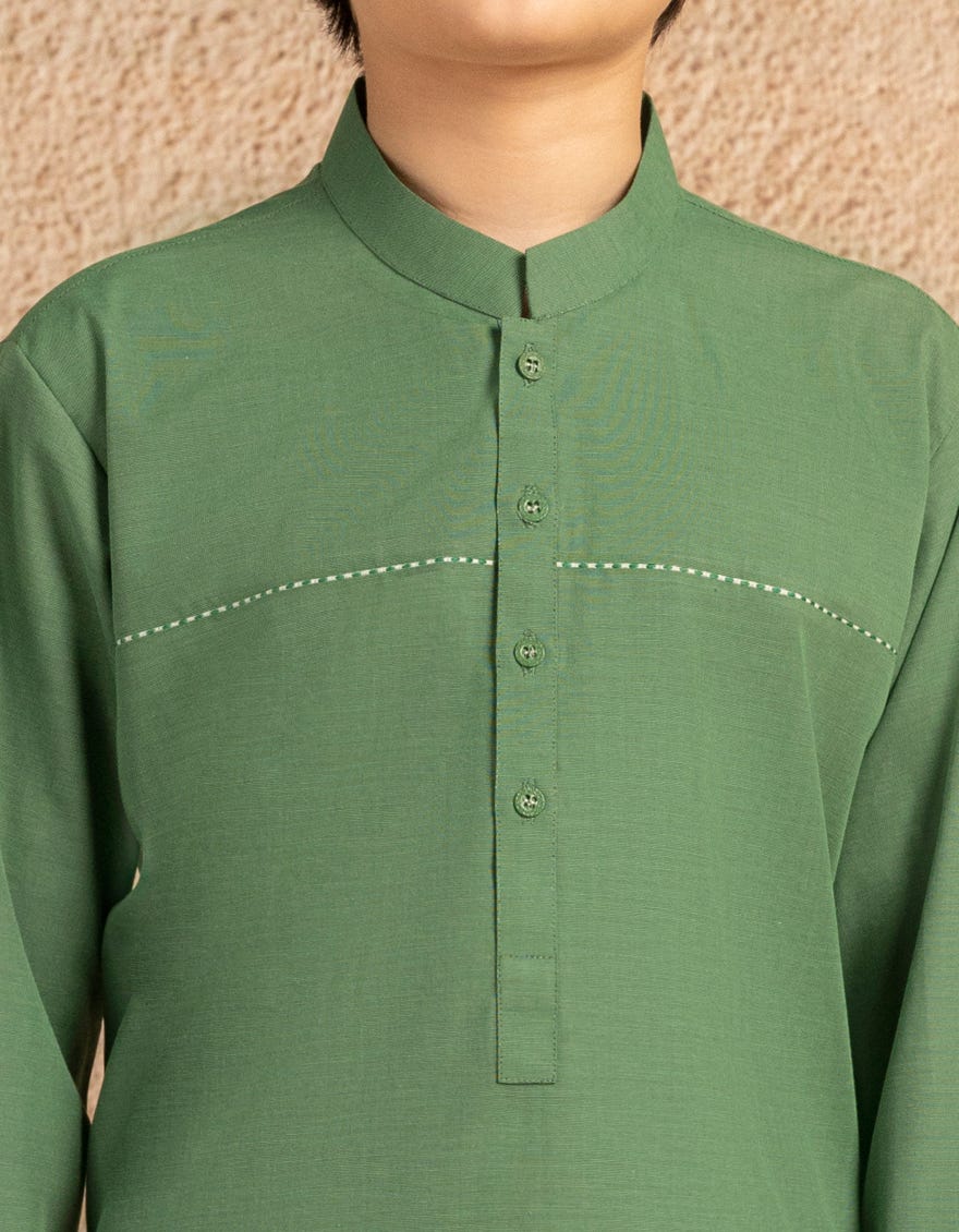 LIGHT GREEN BLENDED CASUAL KURTA TROUSER