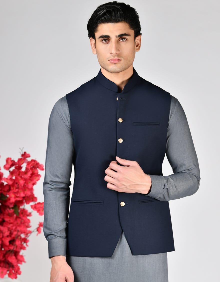 NAVY BLUE SUITING WAISTCOAT