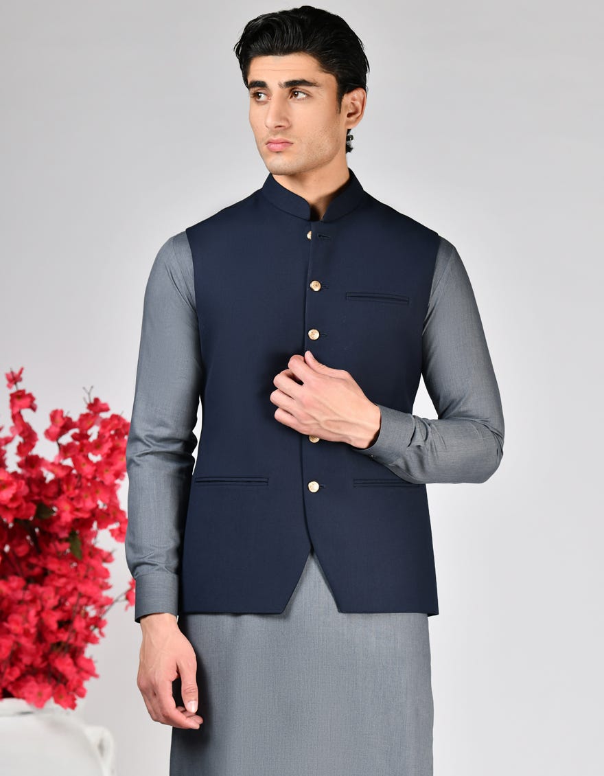 NAVY BLUE SUITING WAISTCOAT