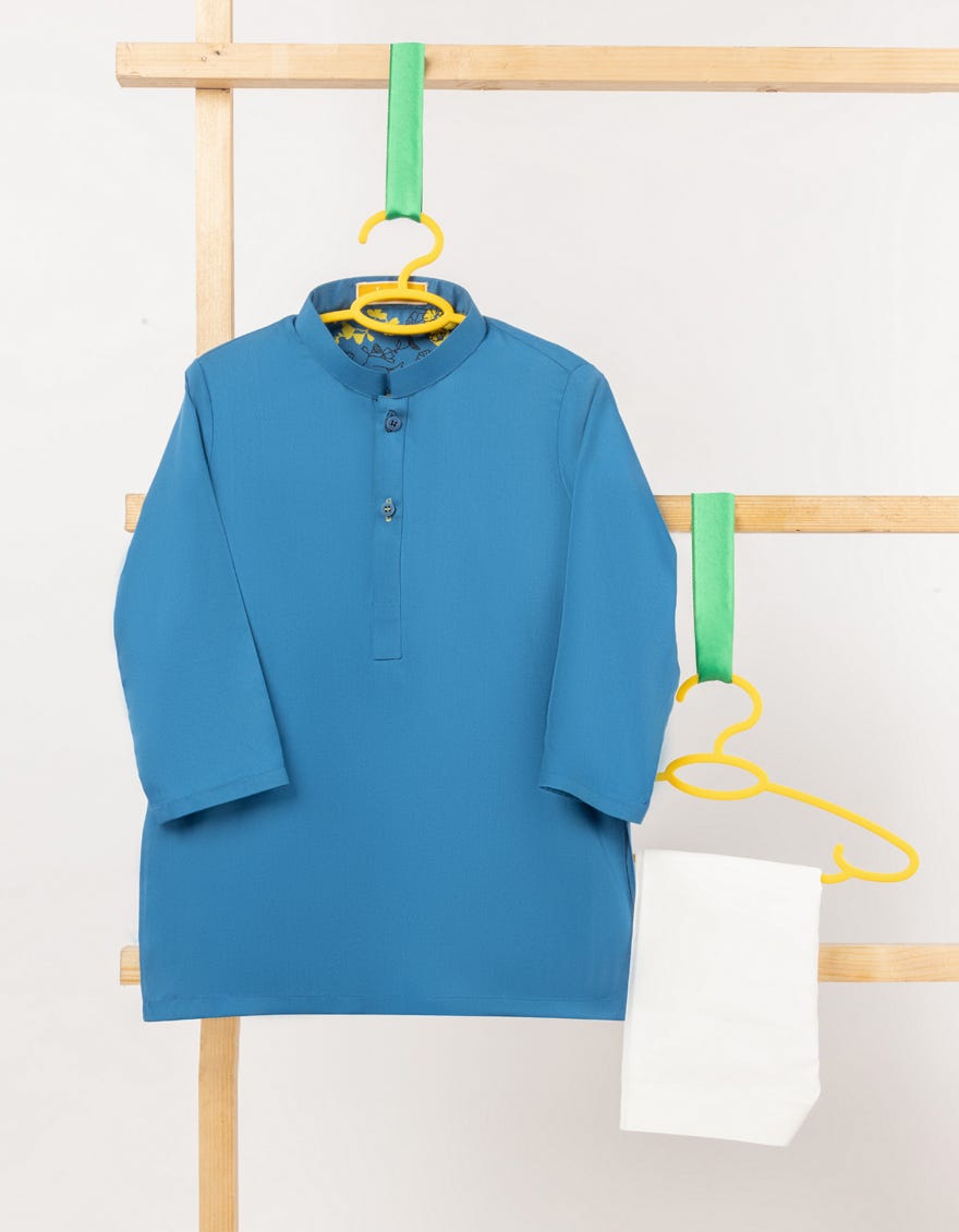 BLUE BLENDED PLAIN KAMEEZ SHALWAR