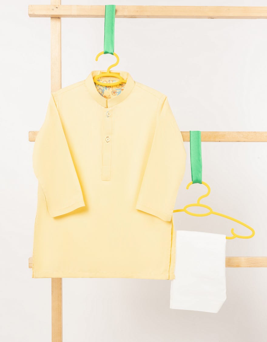 PALE YELLOW BLENDED PLAIN KAMEEZ SHALWAR