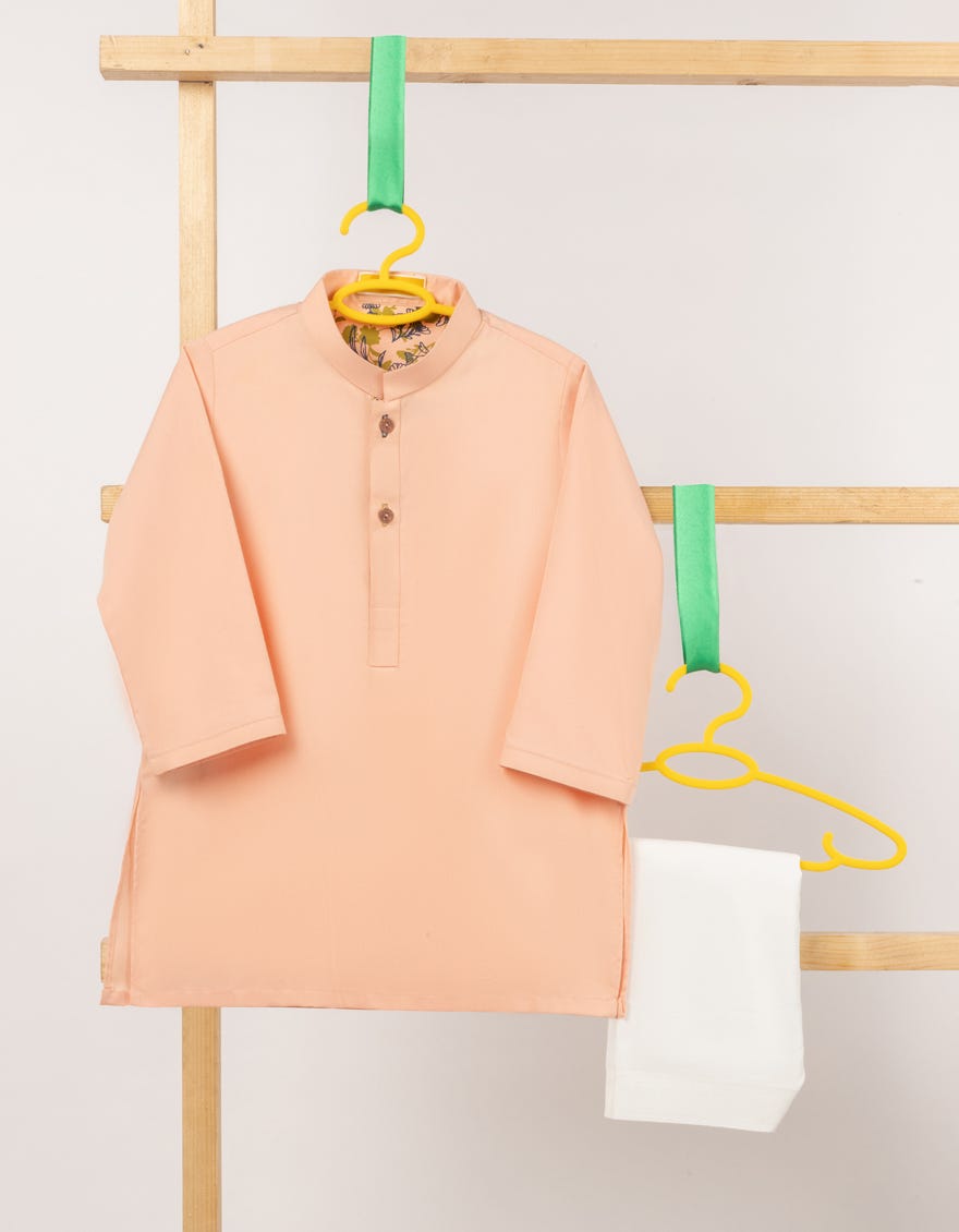 PEACH BLENDED PLAIN KAMEEZ SHALWAR