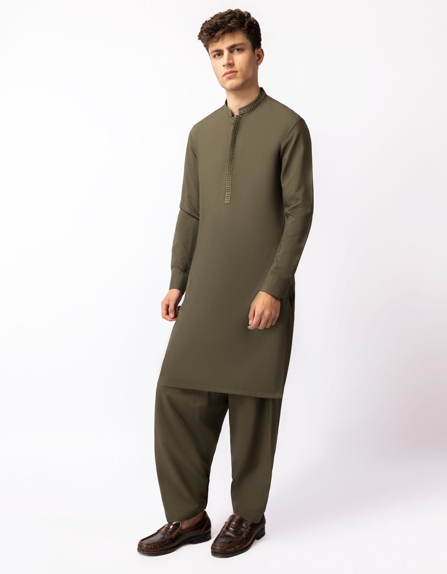 MEHNDI SEMI-FORMAL KAMEEZ SHALWAR