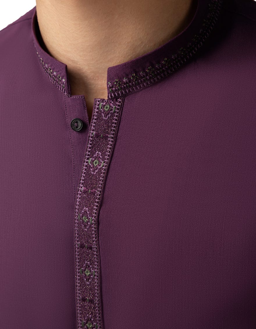 PURPLE BLENDED SEMI-FORMAL KAMEEZ SHALWAR