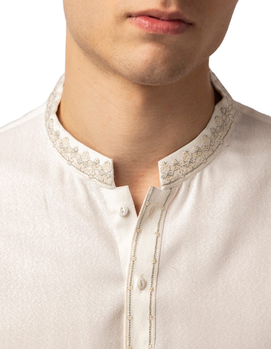 WHITE BLENDED SEMI-FORMAL KAMEEZ SHALWAR