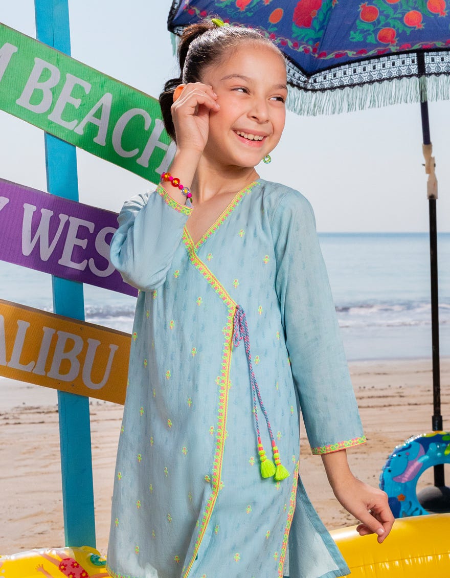 BLUE DOBBY EMBROIDERED 2PC | JGKL-S-JGST-25-5612