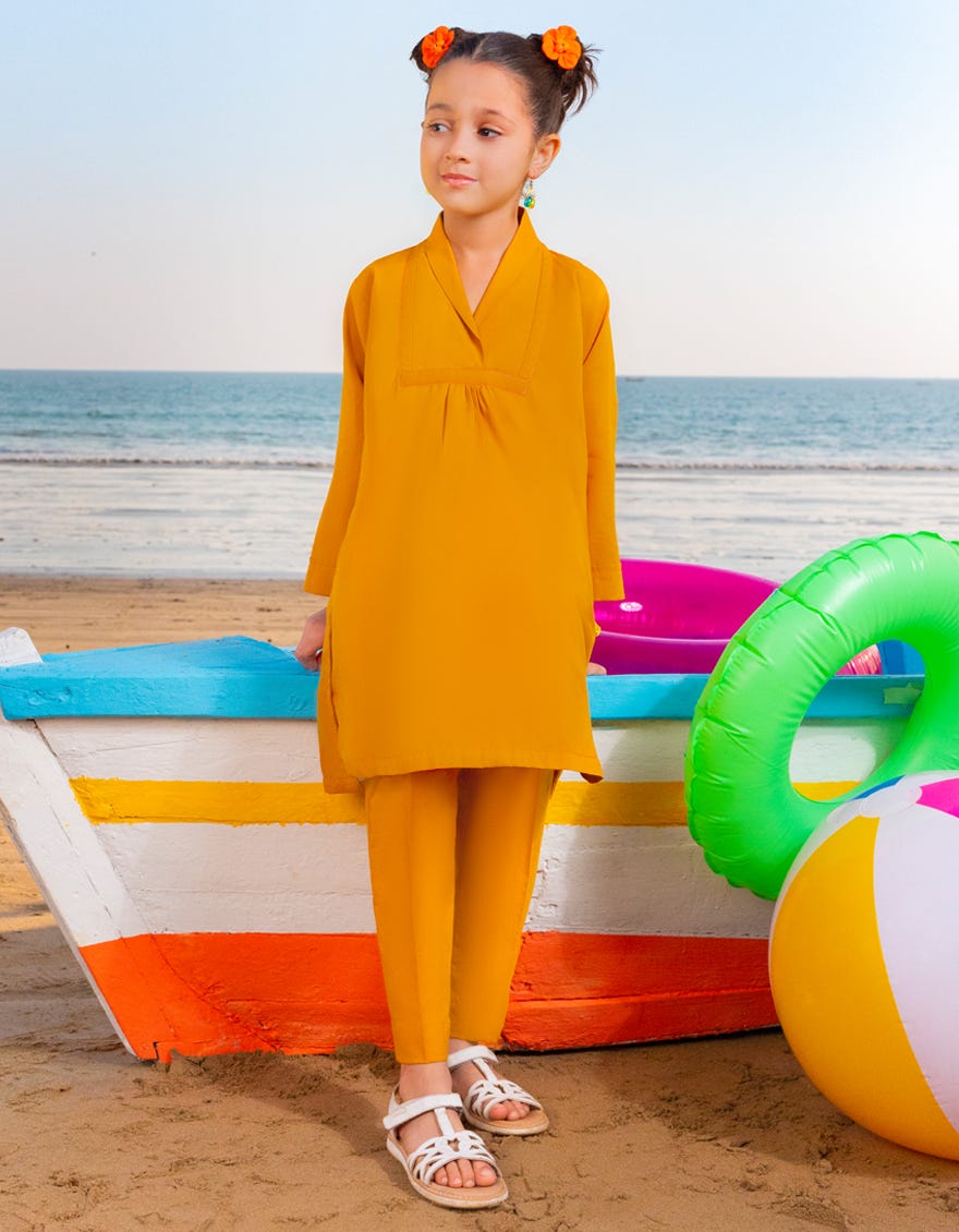 MUSTARD LAWN DYED 2PC | JGKL-S-JGST-25-5641