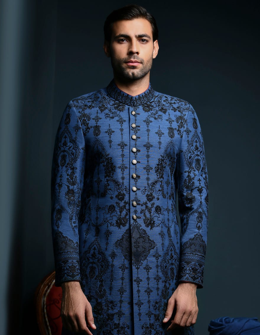 Blue Cvc Sherwani | Jjsw-564