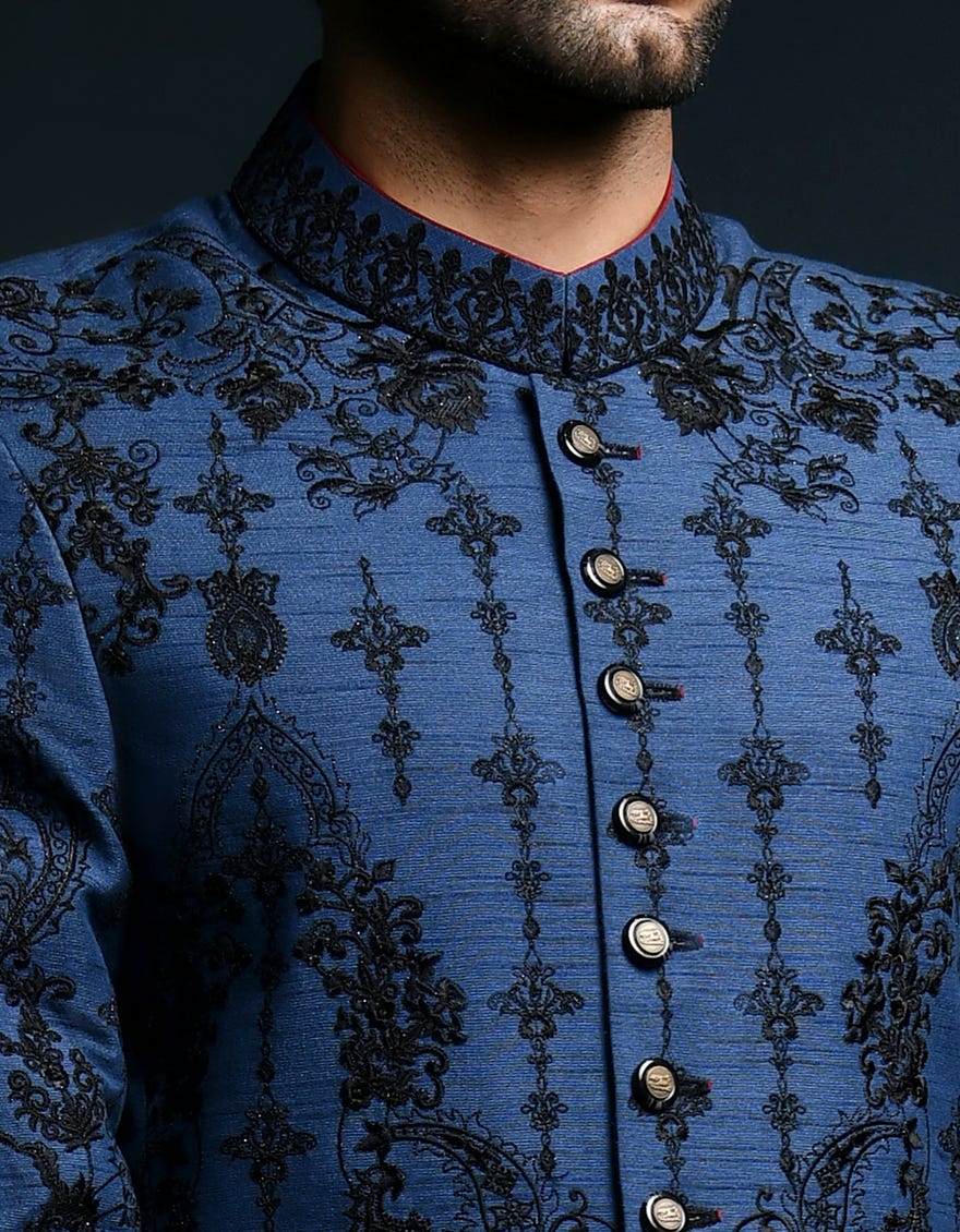 Blue Cvc Sherwani | Jjsw-564