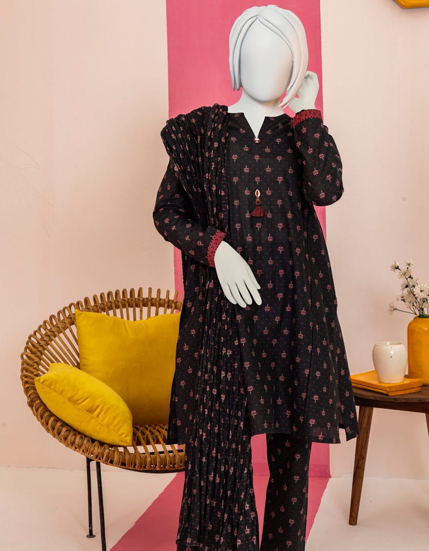 Black Lawn Teens 3 Piece Stitched | Jgk-S-Ygtl-601-24