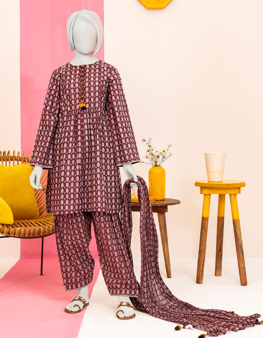 Maroon Lawn Teens 3 Piece Stitched | Jgk-S-Ygtl-602-24