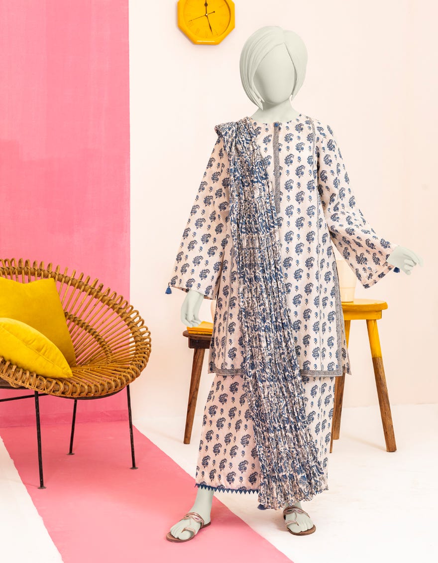 White-Blue Lawn Teens 3 Piece Stitched | Jgk-S-Ygtl-604-24