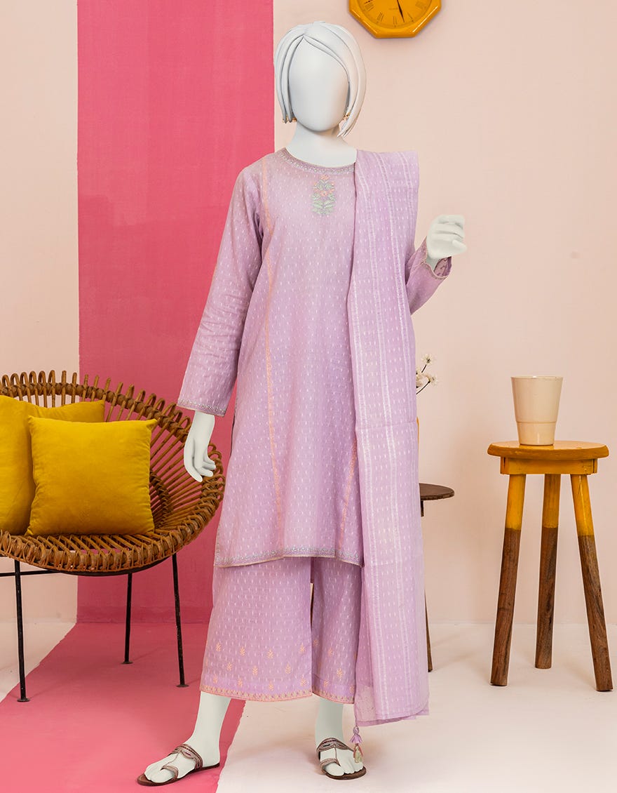 Lilac Dobby Teens 3 Piece Stitched | Jgk-S-Ygtl-605-24