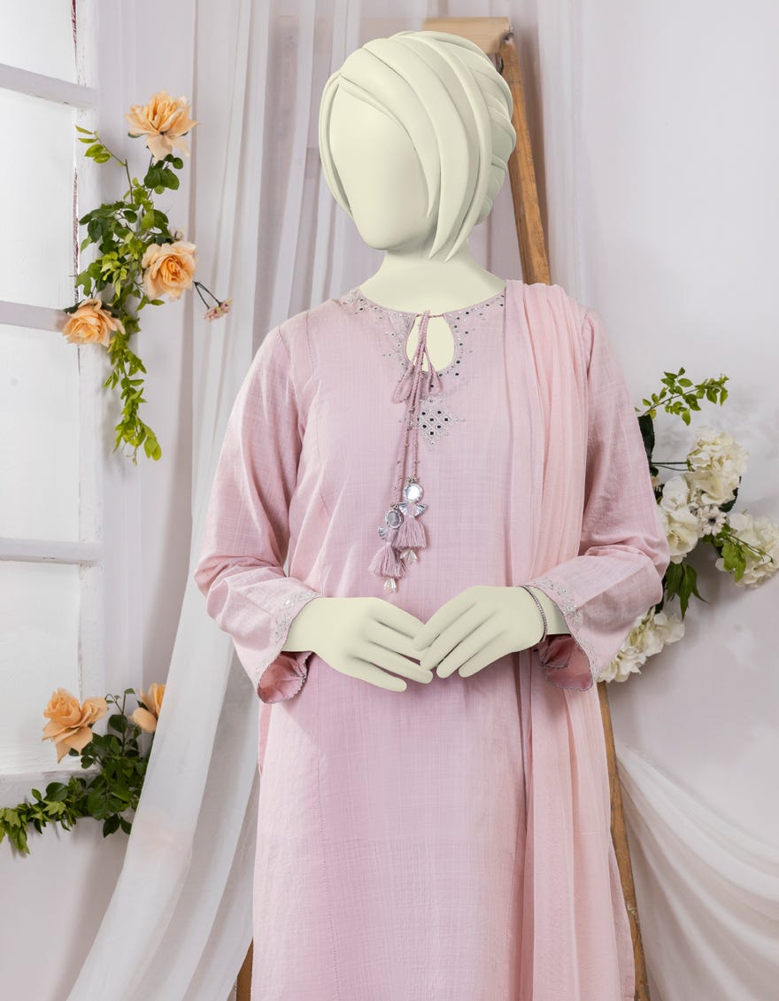 Pink Textured 3 Piece Stitched Dress | Jgk-S-Ygtl-632-24