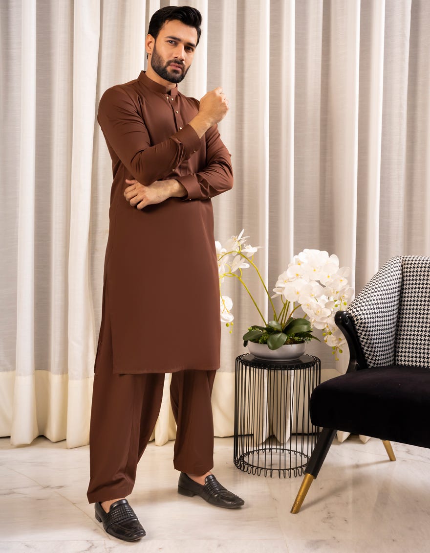 BROWN SIGNATURE KAMEEZ SHALWAR | JJKS-A-80008