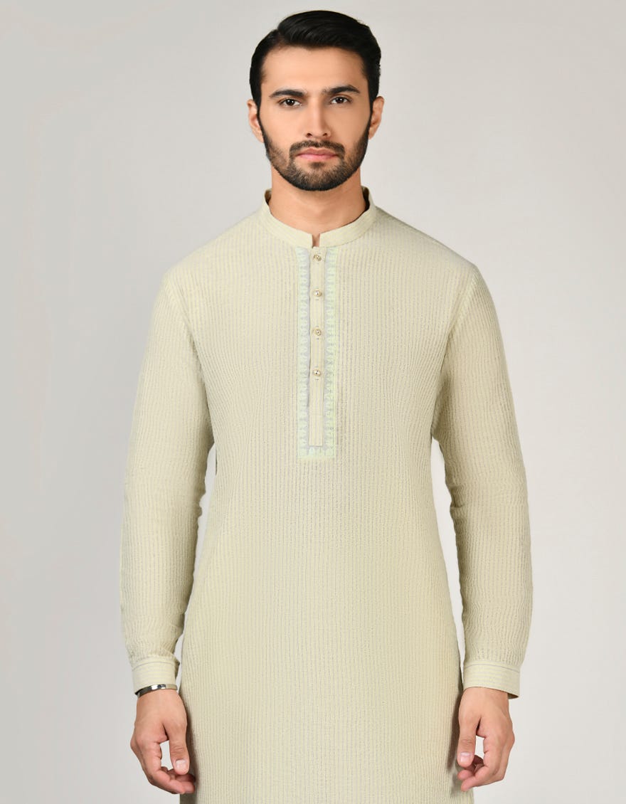 Green Cotton Men's Kurta Pajama | Jjkp-A-90387