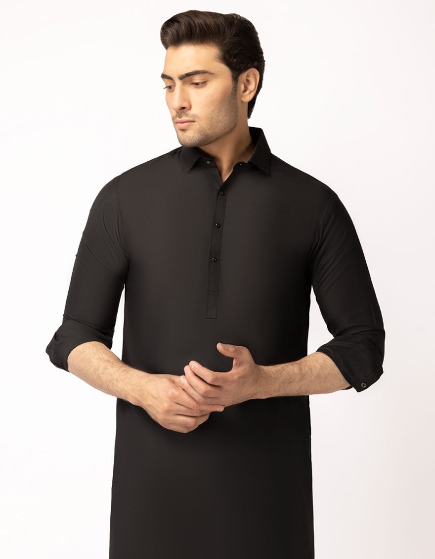 BLACK SEMI-FORMAL KAMEEZ SHALWAR