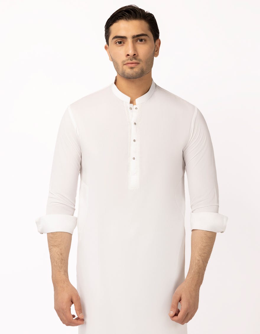 WHITE SEMI-FORMAL KAMEEZ SHALWAR
