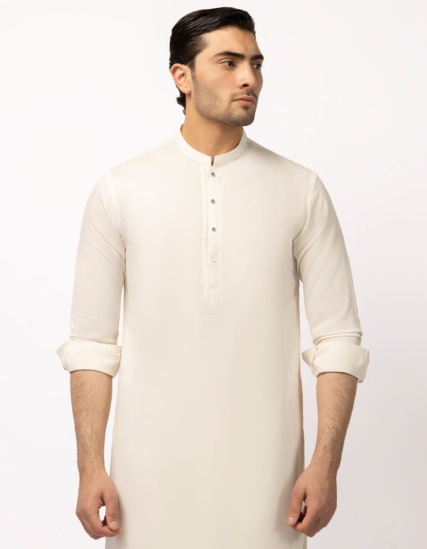 OFF WHITE SEMI-FORMAL KAMEEZ SHALWAR
