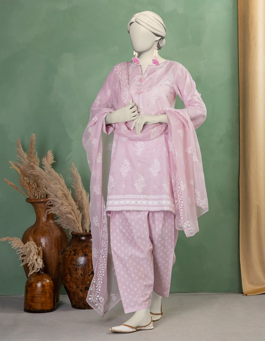 PINK LAWN EMBROIDERED UNSTITCHED 3PC