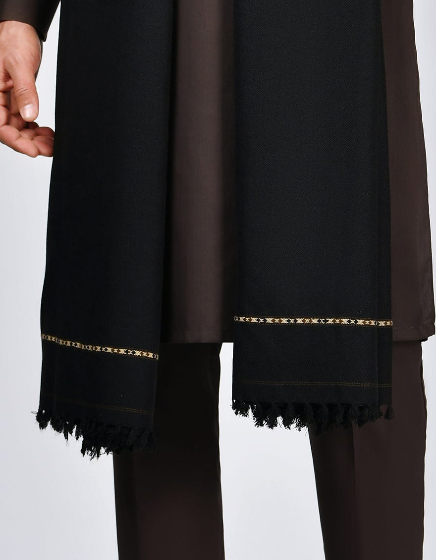 Black Acrylic Men Shawl | Jjid-Shawl-9292