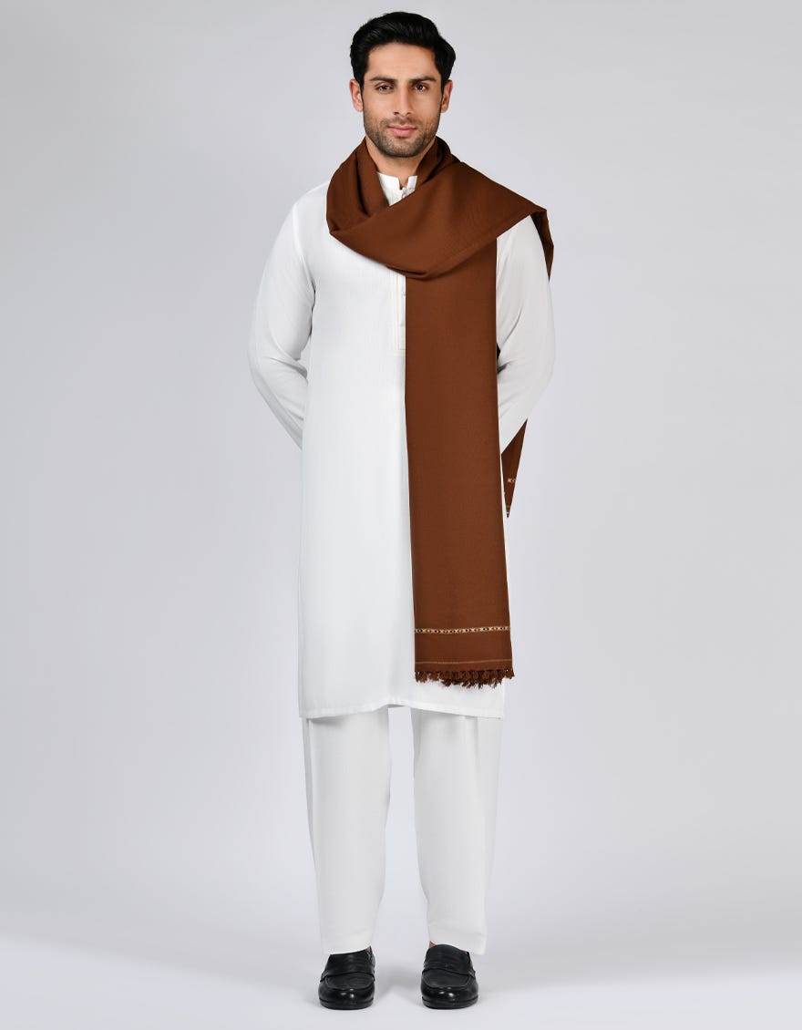 Brown Acrylic Men Shawl | Jjid-Shawl-9292