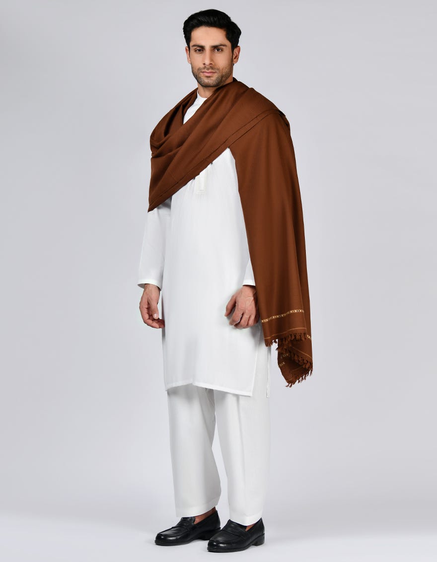 Brown Acrylic Men Shawl | Jjid-Shawl-9292