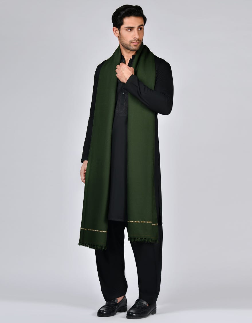 Green Acrylic Men Shawl | Jjid-Shawl-9292