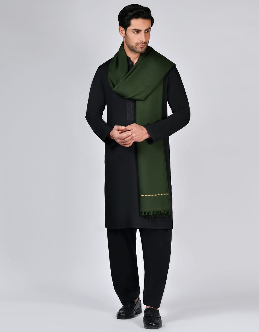 Green Acrylic Men Shawl | Jjid-Shawl-9292