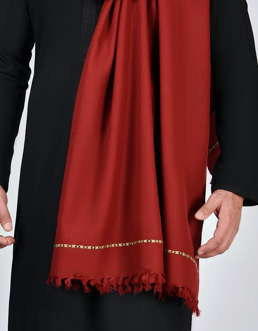 Maroon Acrylic Men Shawl | Jjid-Shawl-9292