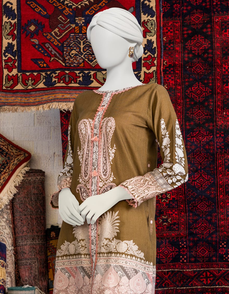 Brown Khaddar Women's Kurti | Jjlk-W-Jpwk-23-991