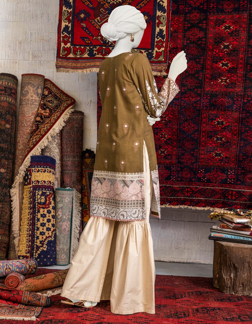 Brown Khaddar Women's Kurti | Jjlk-W-Jpwk-23-991