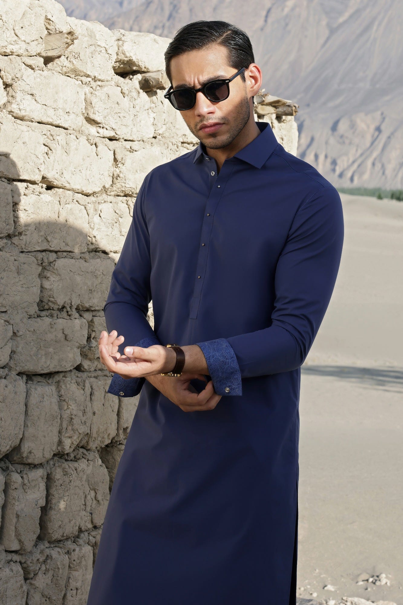 AMSTERDAM - ROYAL BLUE COTTON KAMEEZ SHALWAR