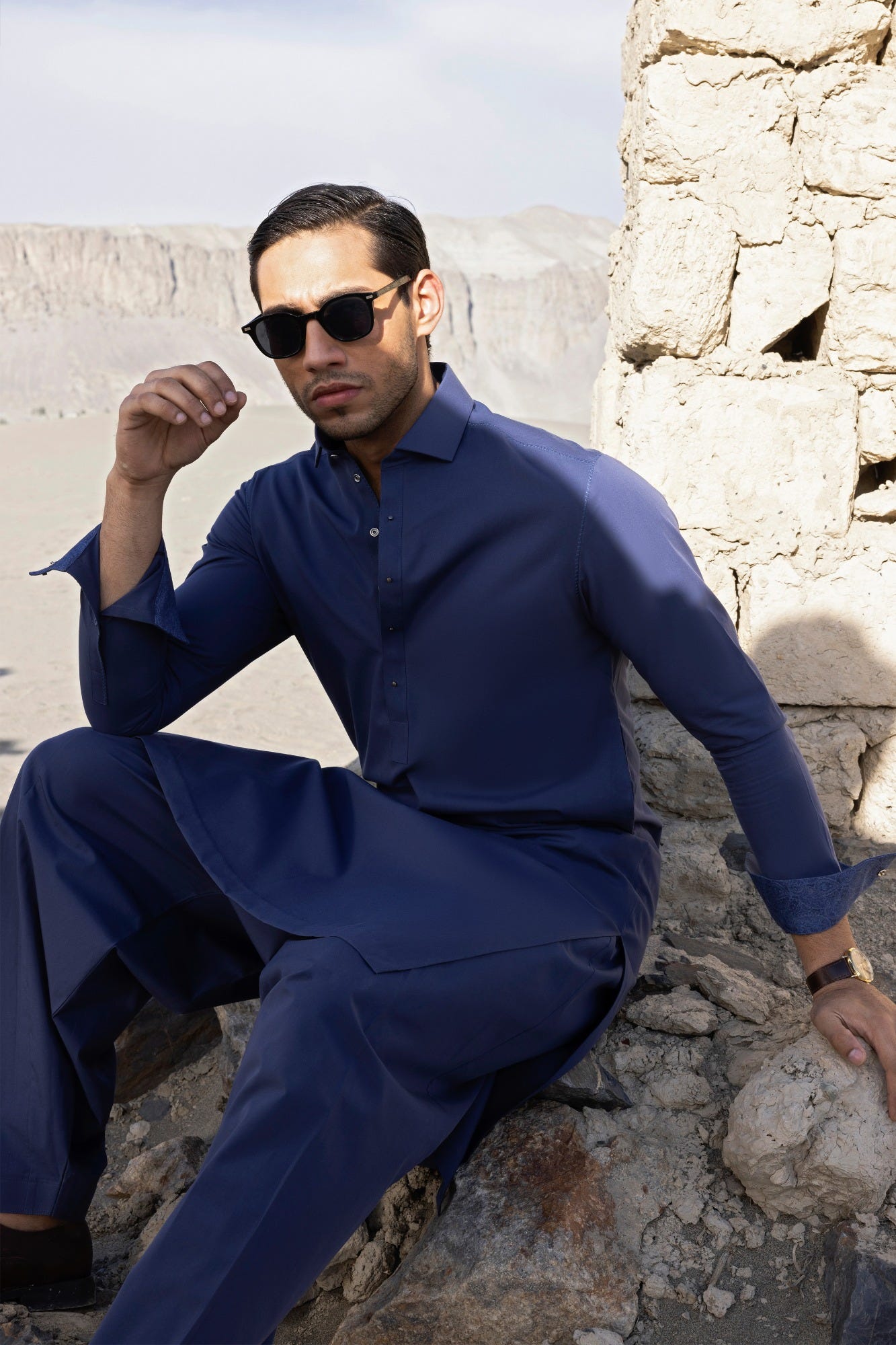 AMSTERDAM - ROYAL BLUE COTTON KAMEEZ SHALWAR