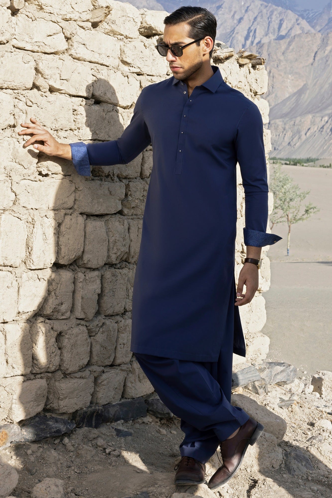 AMSTERDAM - ROYAL BLUE COTTON KAMEEZ SHALWAR