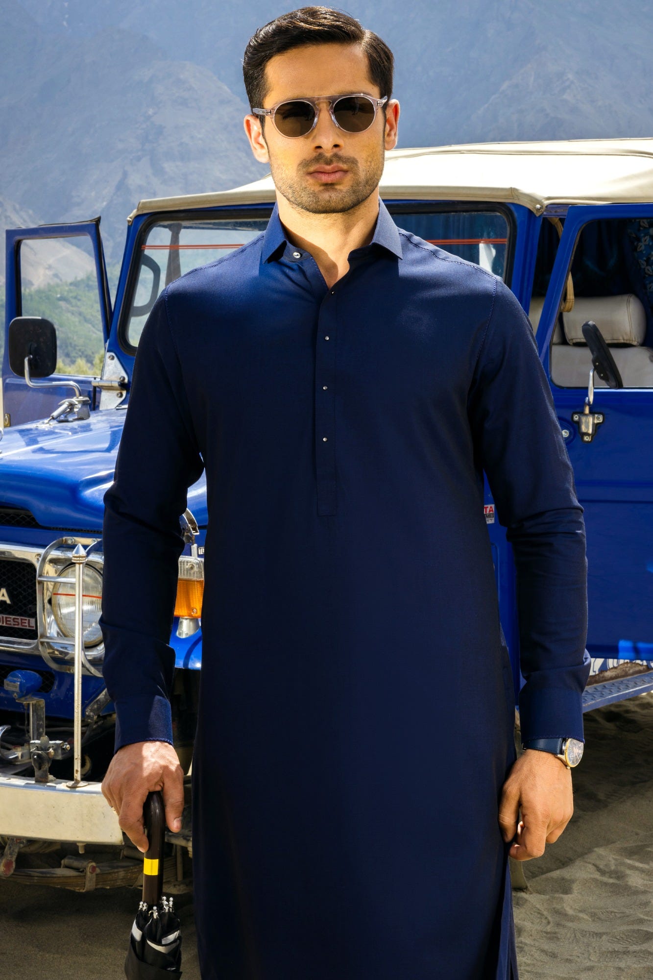 AMSTERDAM - BLUE COTTON KAMEEZ SHALWAR