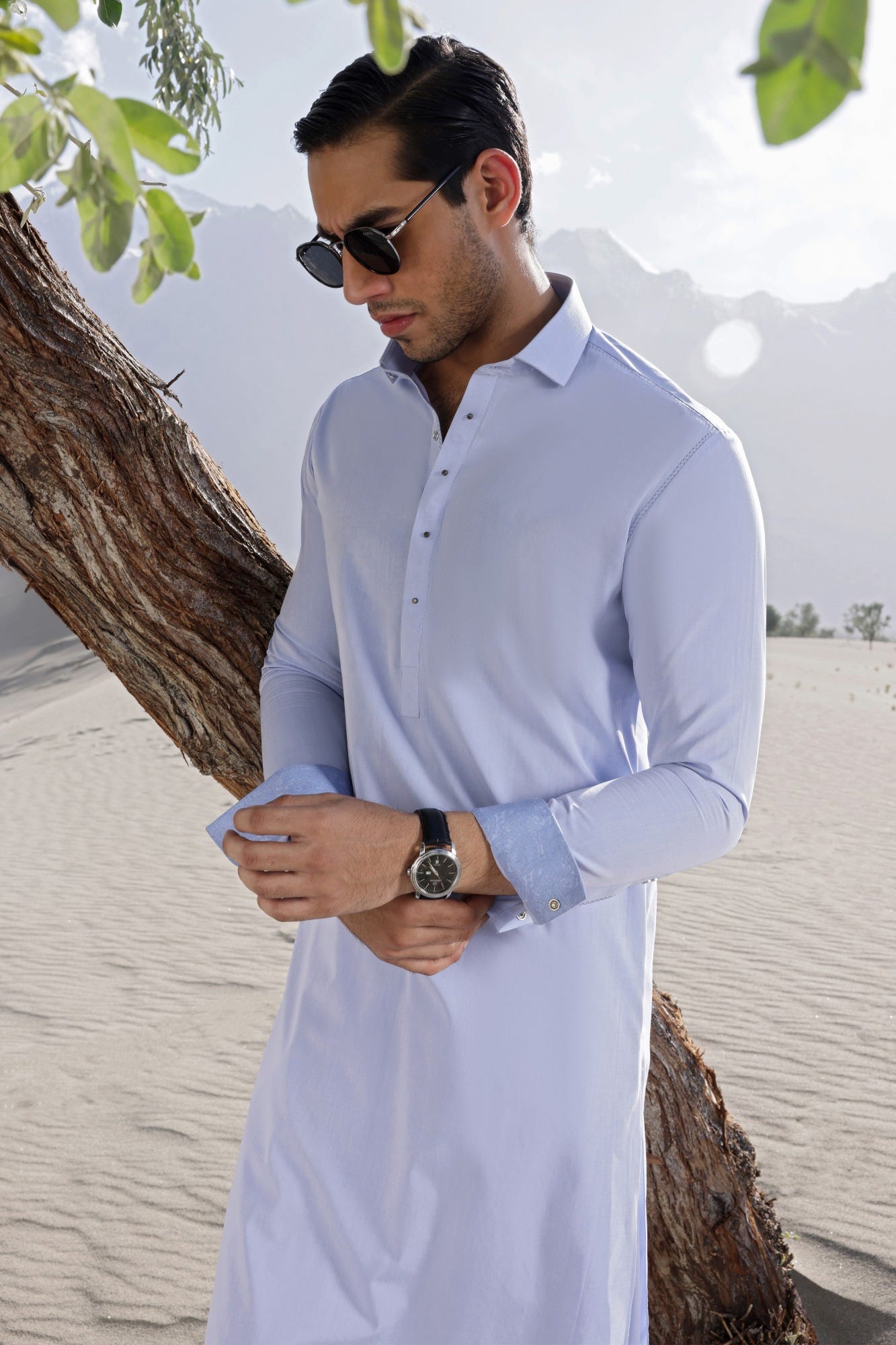 AMSTERDAM - SKY BLUE COTTON KAMEEZ SHALWAR