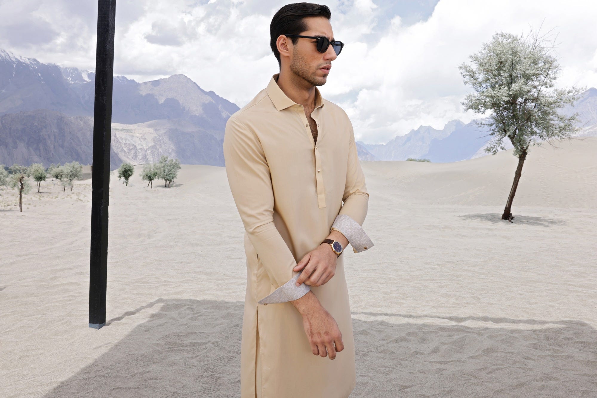 AUSTIN - KHAKI BLENDED BLENDED KAMEEZ SHALWAR