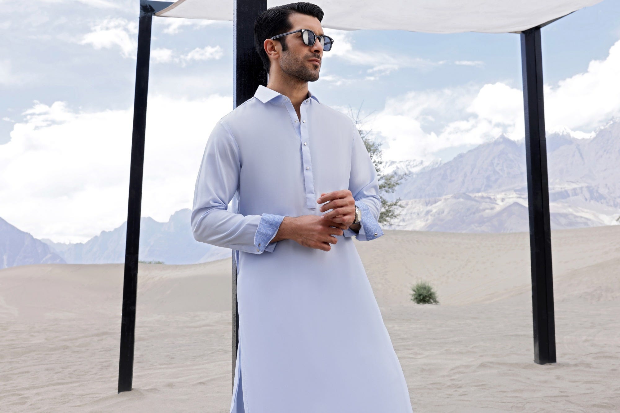 AUSTIN - SKY BLUE BLENDED KAMEEZ SHALWAR