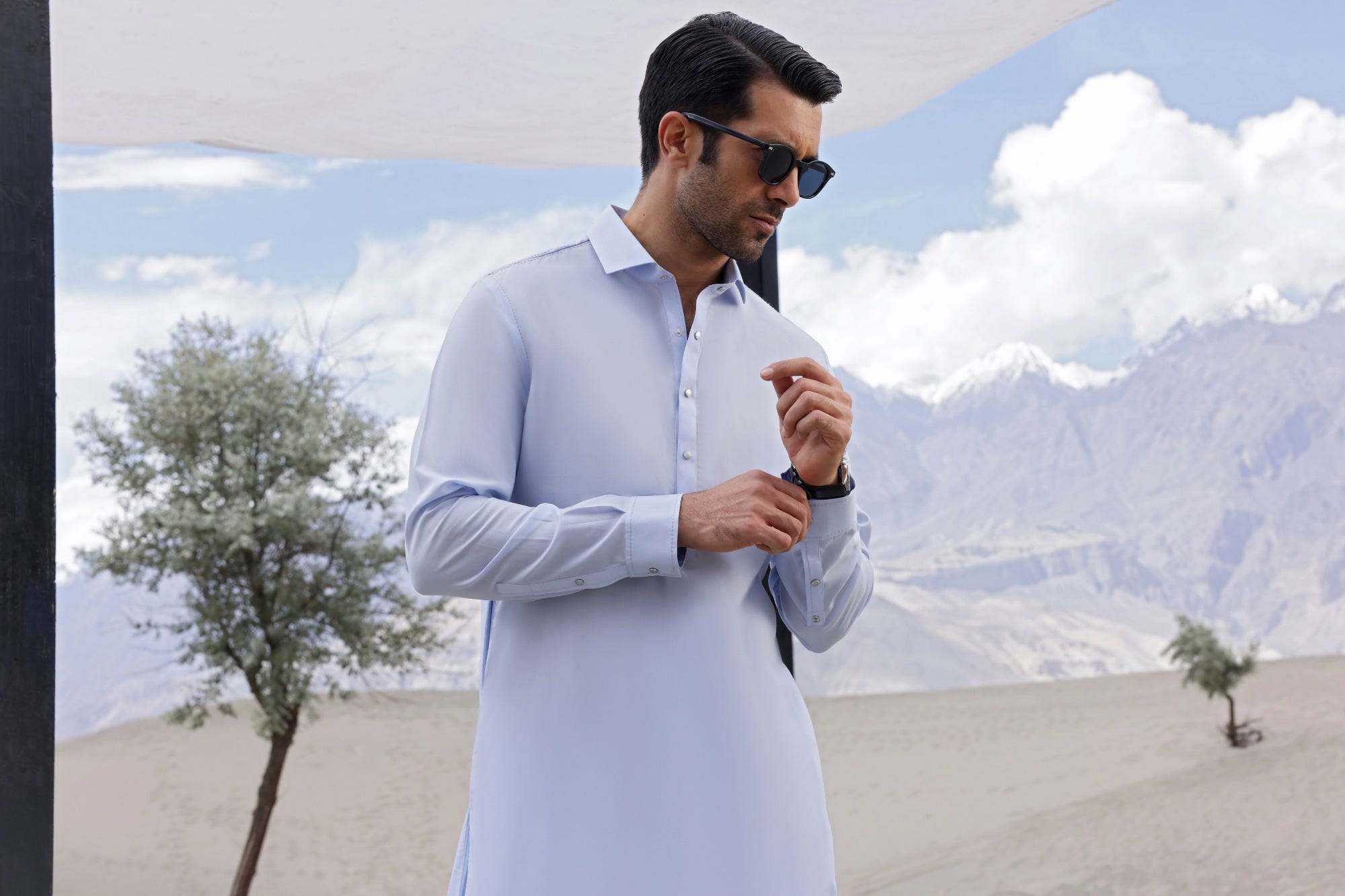 AUSTIN - SKY BLUE BLENDED KAMEEZ SHALWAR